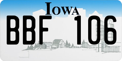 IA license plate BBF106