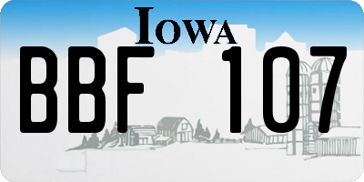 IA license plate BBF107