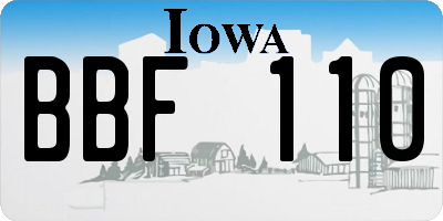 IA license plate BBF110