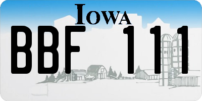 IA license plate BBF111