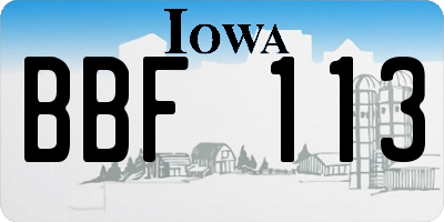IA license plate BBF113