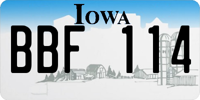 IA license plate BBF114