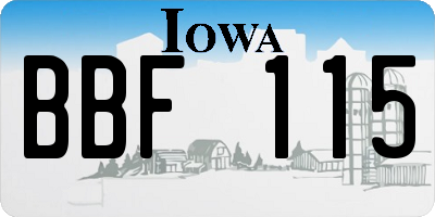 IA license plate BBF115