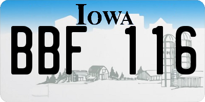 IA license plate BBF116