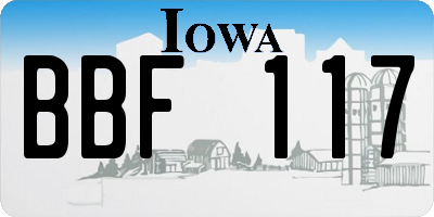 IA license plate BBF117