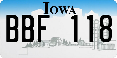 IA license plate BBF118