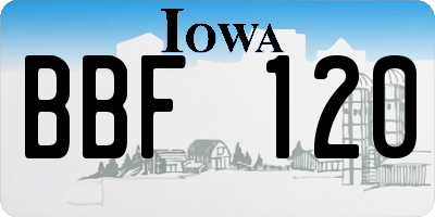 IA license plate BBF120
