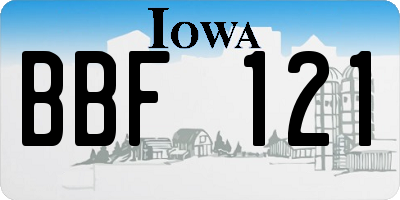 IA license plate BBF121