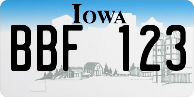 IA license plate BBF123