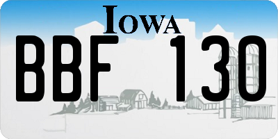IA license plate BBF130