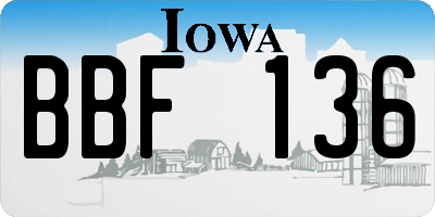 IA license plate BBF136