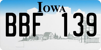 IA license plate BBF139