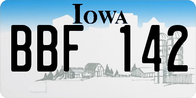 IA license plate BBF142