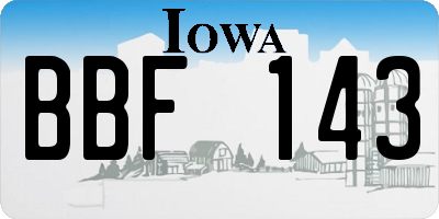 IA license plate BBF143
