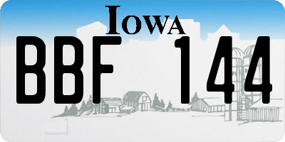IA license plate BBF144