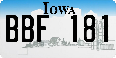 IA license plate BBF181