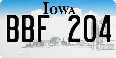 IA license plate BBF204