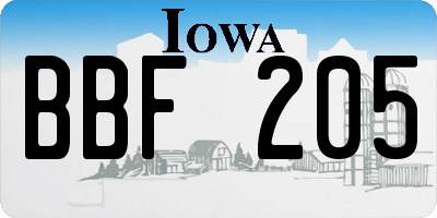 IA license plate BBF205