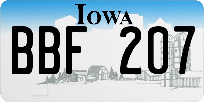 IA license plate BBF207