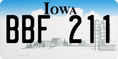 IA license plate BBF211
