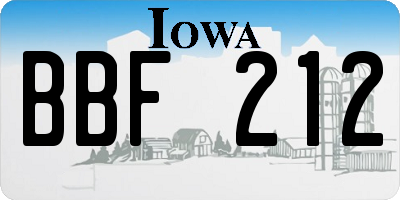 IA license plate BBF212