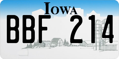 IA license plate BBF214