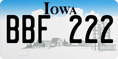 IA license plate BBF222
