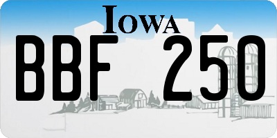 IA license plate BBF250