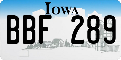 IA license plate BBF289