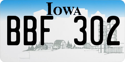 IA license plate BBF302