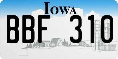 IA license plate BBF310