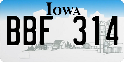 IA license plate BBF314