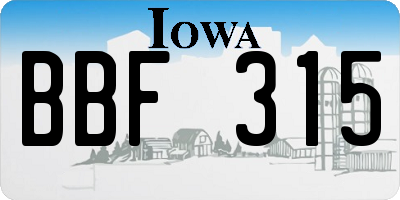 IA license plate BBF315