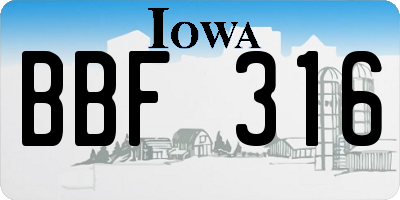 IA license plate BBF316