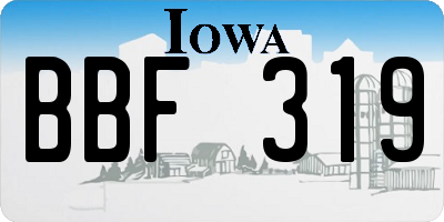 IA license plate BBF319