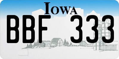 IA license plate BBF333