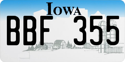 IA license plate BBF355