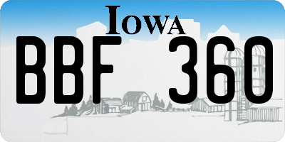 IA license plate BBF360
