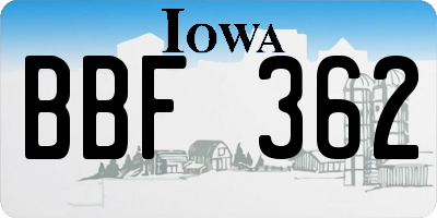 IA license plate BBF362