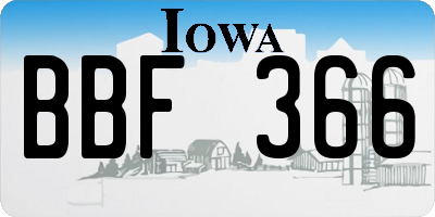 IA license plate BBF366