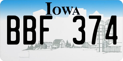 IA license plate BBF374