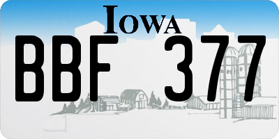 IA license plate BBF377