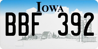 IA license plate BBF392