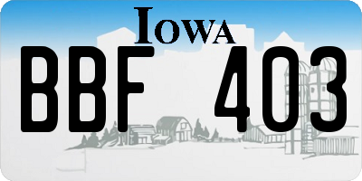 IA license plate BBF403