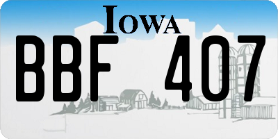IA license plate BBF407