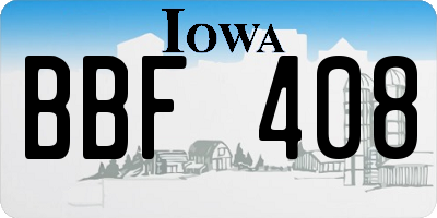 IA license plate BBF408