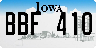 IA license plate BBF410