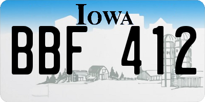 IA license plate BBF412