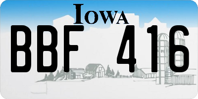IA license plate BBF416