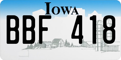IA license plate BBF418